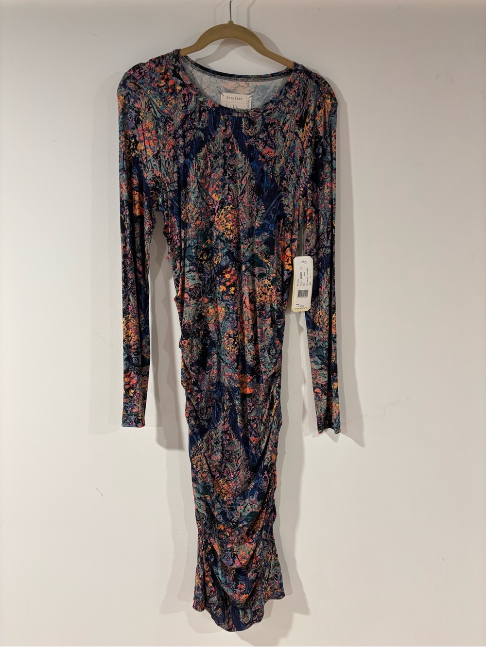 NWT Nicole Miller Navy Floral Long-Sleeve Dress